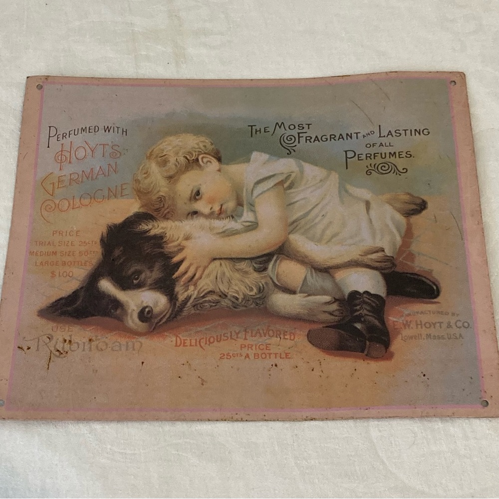 Vintage Hoyt's German Cologne Tin Sign